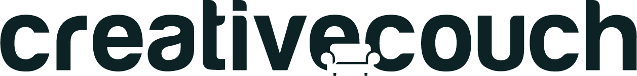 Das Wort "creativecouch" in schwarzen Buchstaben, das "u" als minimalistisches Sofa-Symbol gestaltet. Das Wort "creativecouch" in schwarzen Buchstaben, das "u" als minimalistisches Sofa-Symbol gestaltet.