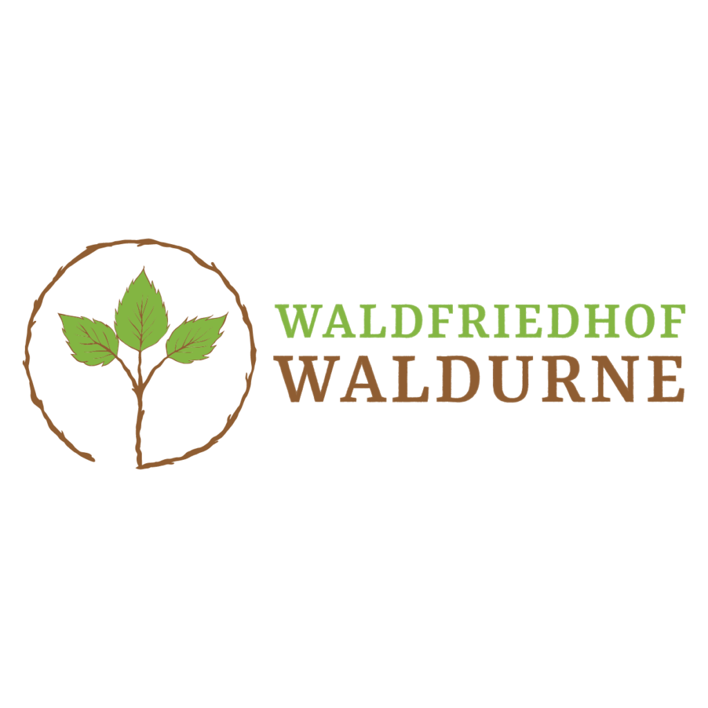 Logo: Grüner Baum in braunem Kreis links, rechts daneben der Name Waldfriedhof Waldurne in Grün und Braun. Logo: Grüner Baum in braunem Kreis links, rechts daneben der Name Waldfriedhof Waldurne in Grün und Braun.
